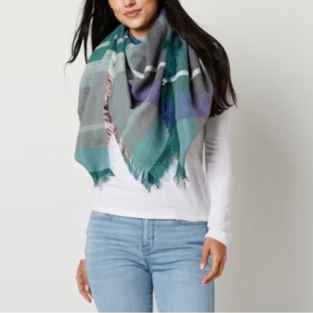 a.n.a square plaid scarf